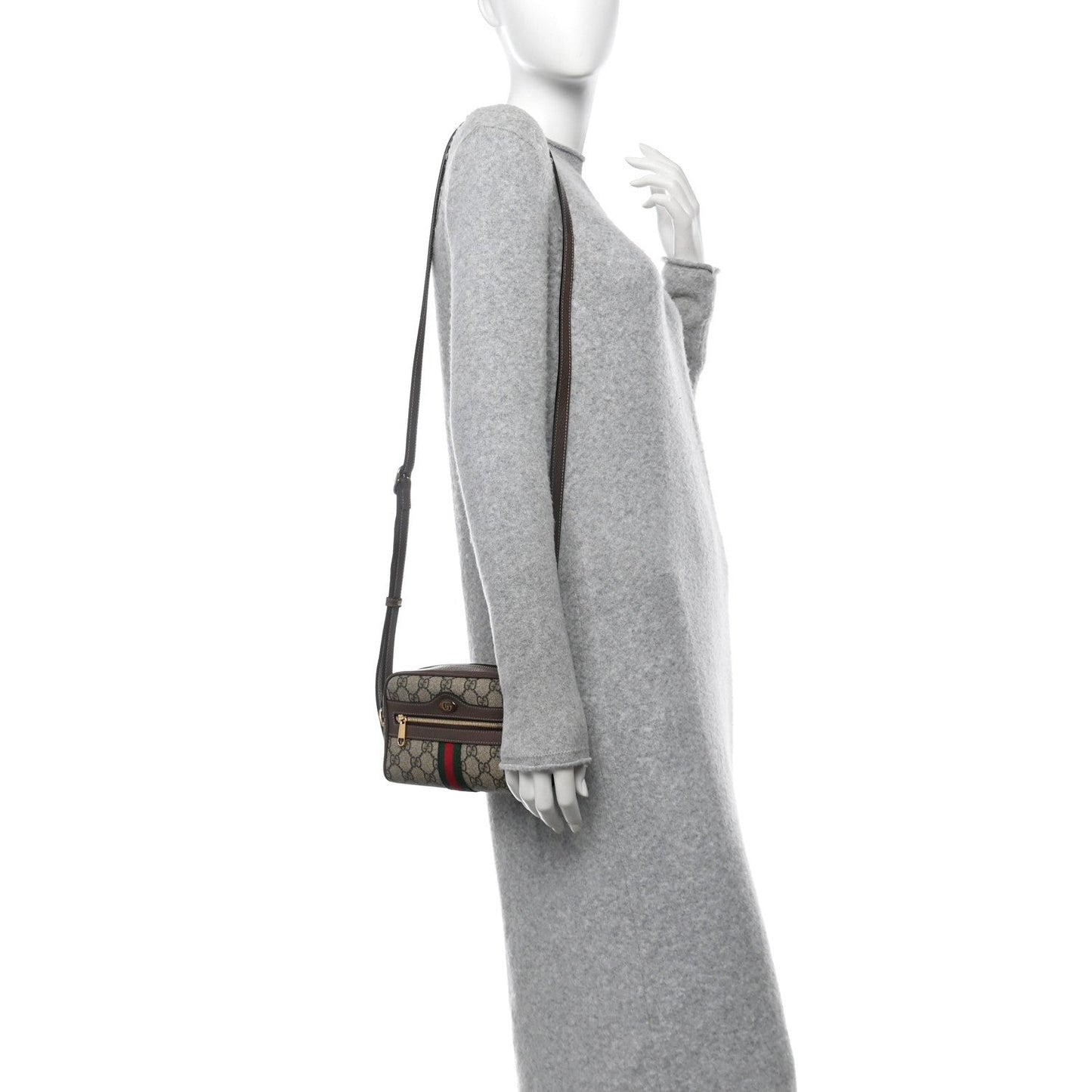 GG Supreme Monogram Web Mini Ophidia Shoulder Bag Brown