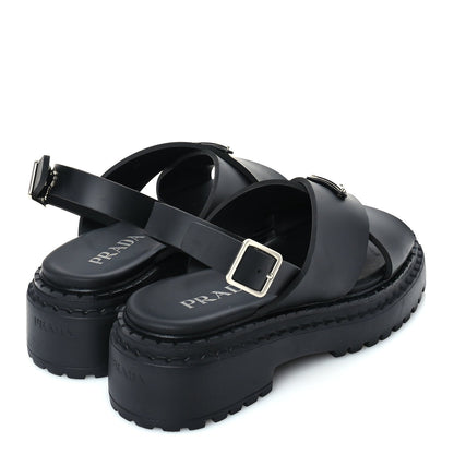 Prada Foam Rubber Metal Triangle Logo Monolith 55mm Soft Cage Sandals 38 Black 4 of 8