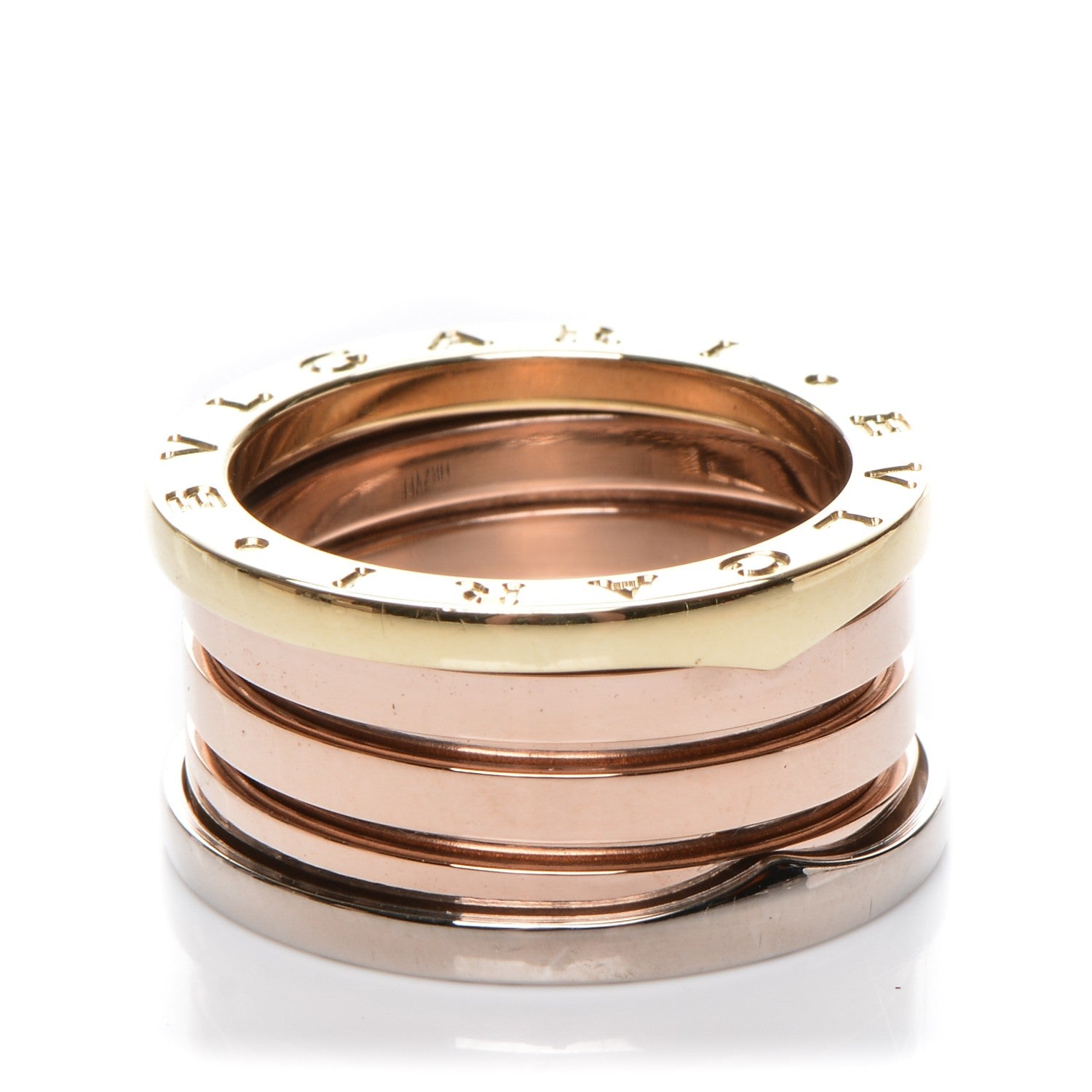 Bulgari 18K Rose White Yellow Gold B.Zero1 Four-Band Ring 55 7.25 1 of 7