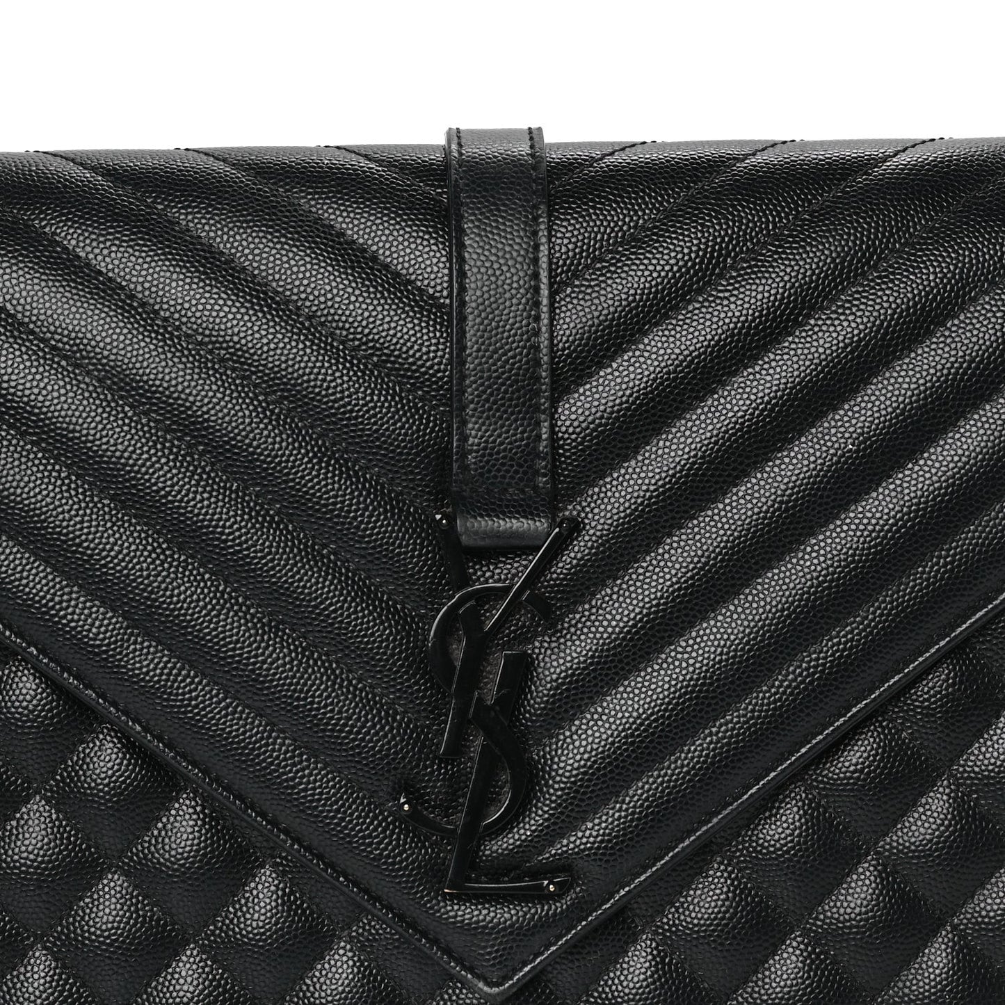 Grain De Poudre Textured Mixed Matelasse Large Triquilt Monogram Monochrome Satchel Black
