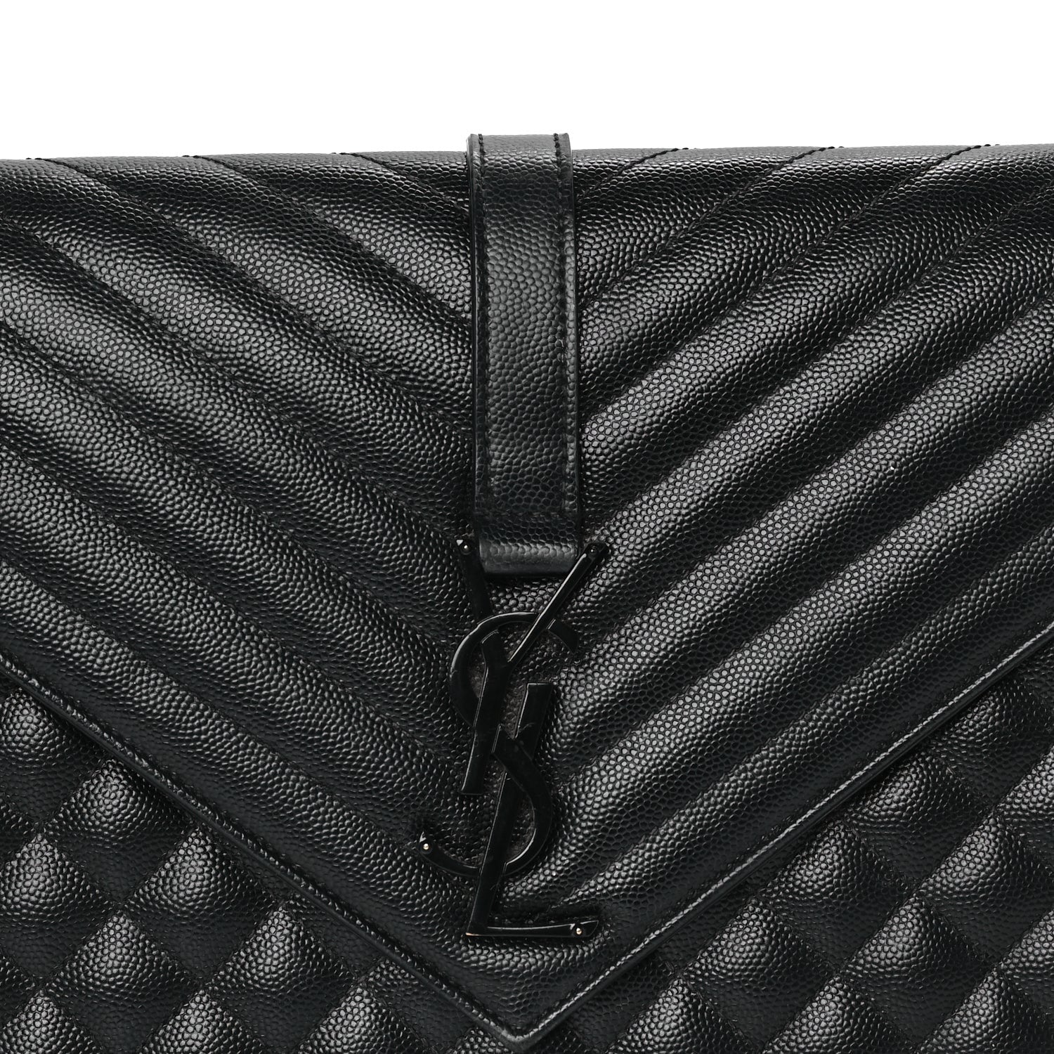 Saint Laurent Grain De Poudre Textured Mixed Matelasse Large Triquilt Monogram Monochrome Satchel Black 6 of 7