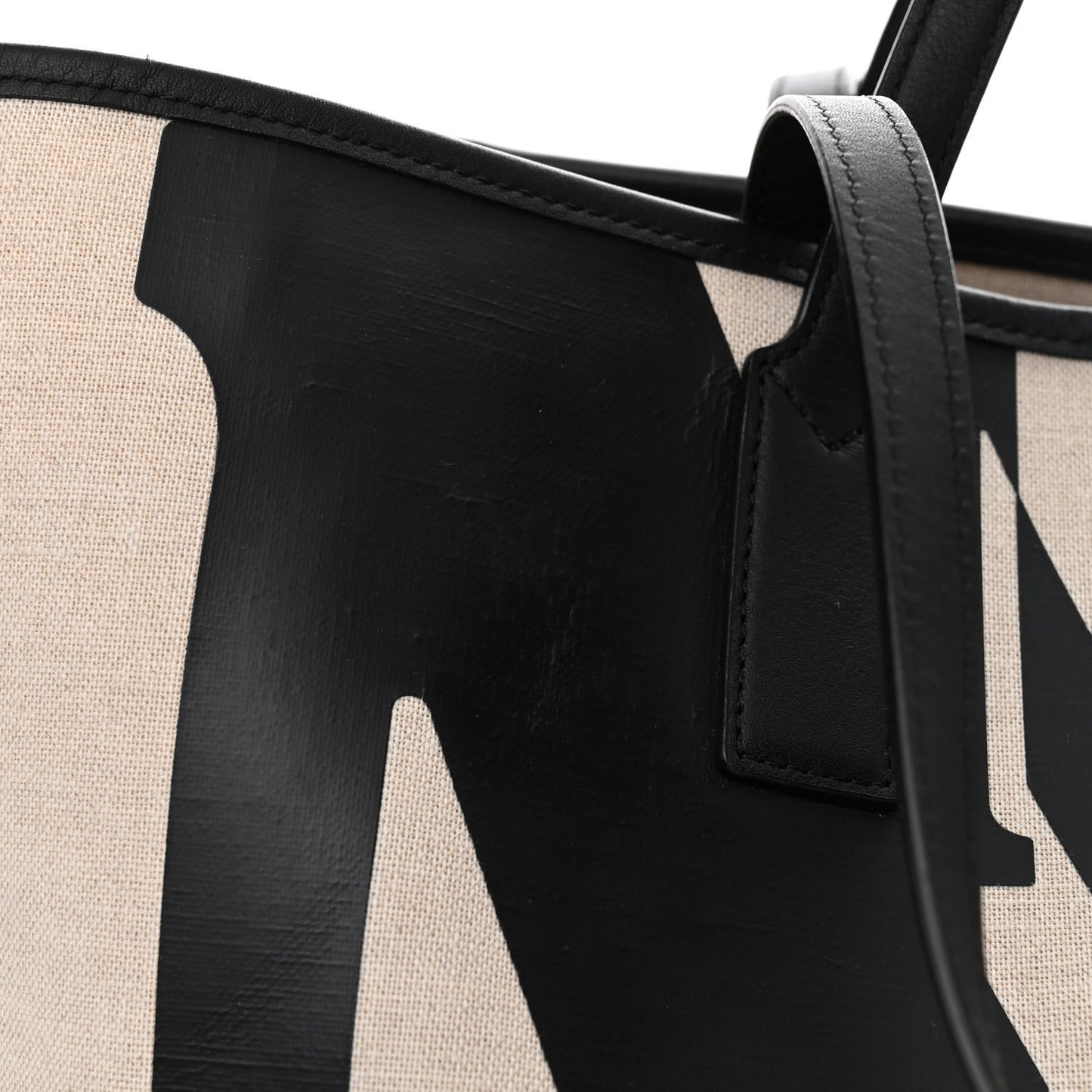 Canvas Glitch Logo Medium Aren Shopper Tote Black White