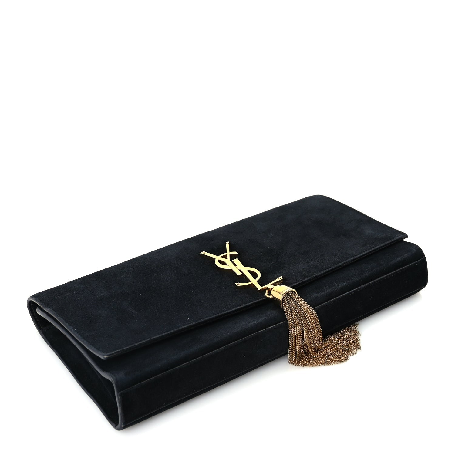 Saint Laurent Velvet Classic Monogram Cassandre Tassel Clutch 4 of 7