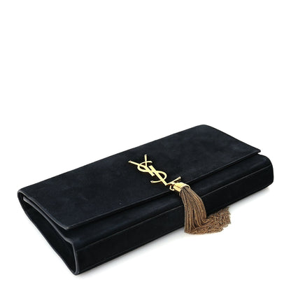 Saint Laurent Velvet Classic Monogram Cassandre Tassel Clutch 4 of 7
