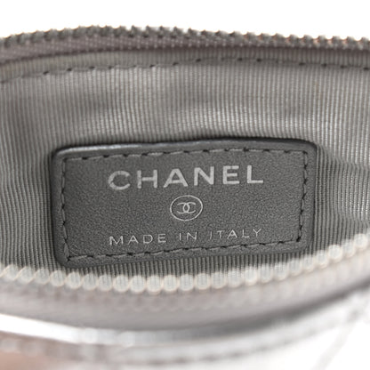 Chanel Metallic Lambskin Small Ground Control Cosmetic Case Silver 6 of 7