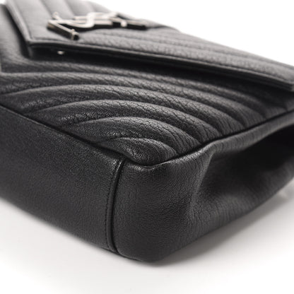 Saint Laurent Sheepskin Matelasse Chevron Monogram Medium College Bag Black 7 of 12