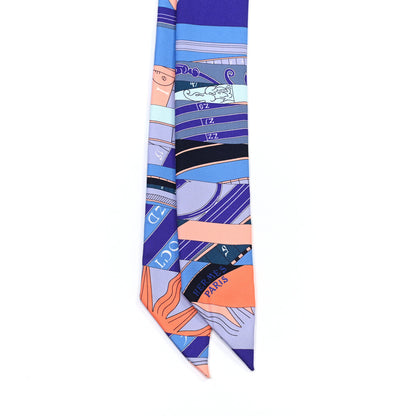 Hermes Silk Astrologie Nouvelle Twilly Ultraviolet Bleu Corail 2 of 4