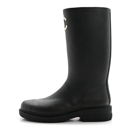 Chanel Caoutchouk CC High Boots 38 Black 1 of 8