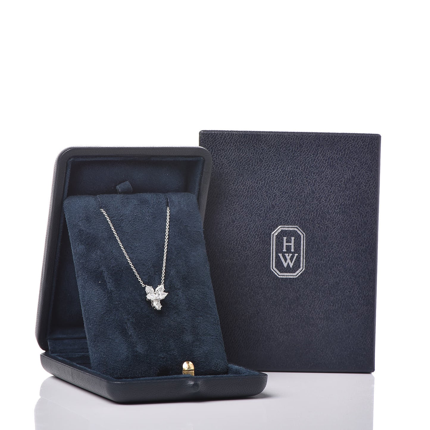 Platinum Diamond Small Winston Cluster Pendant Necklace