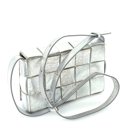 Bottega Veneta Metallic Lambskin Maxi Intrecciato Cassette Crossbody Bag  Silver 2 of 8