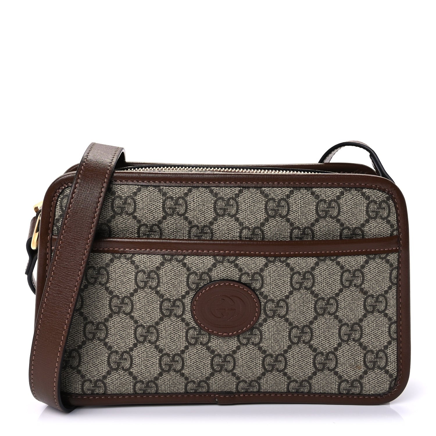 Gucci GG Supreme Monogram Azalea Calfskin Mini Retro Interlocking G Shoulder Bag  Beige Ebony Brown Sugar 2 of 9