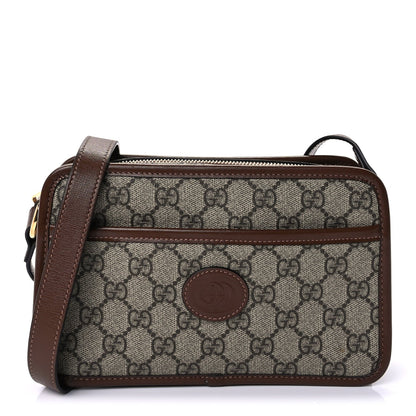 Gucci GG Supreme Monogram Azalea Calfskin Mini Retro Interlocking G Shoulder Bag  Beige Ebony Brown Sugar 2 of 9