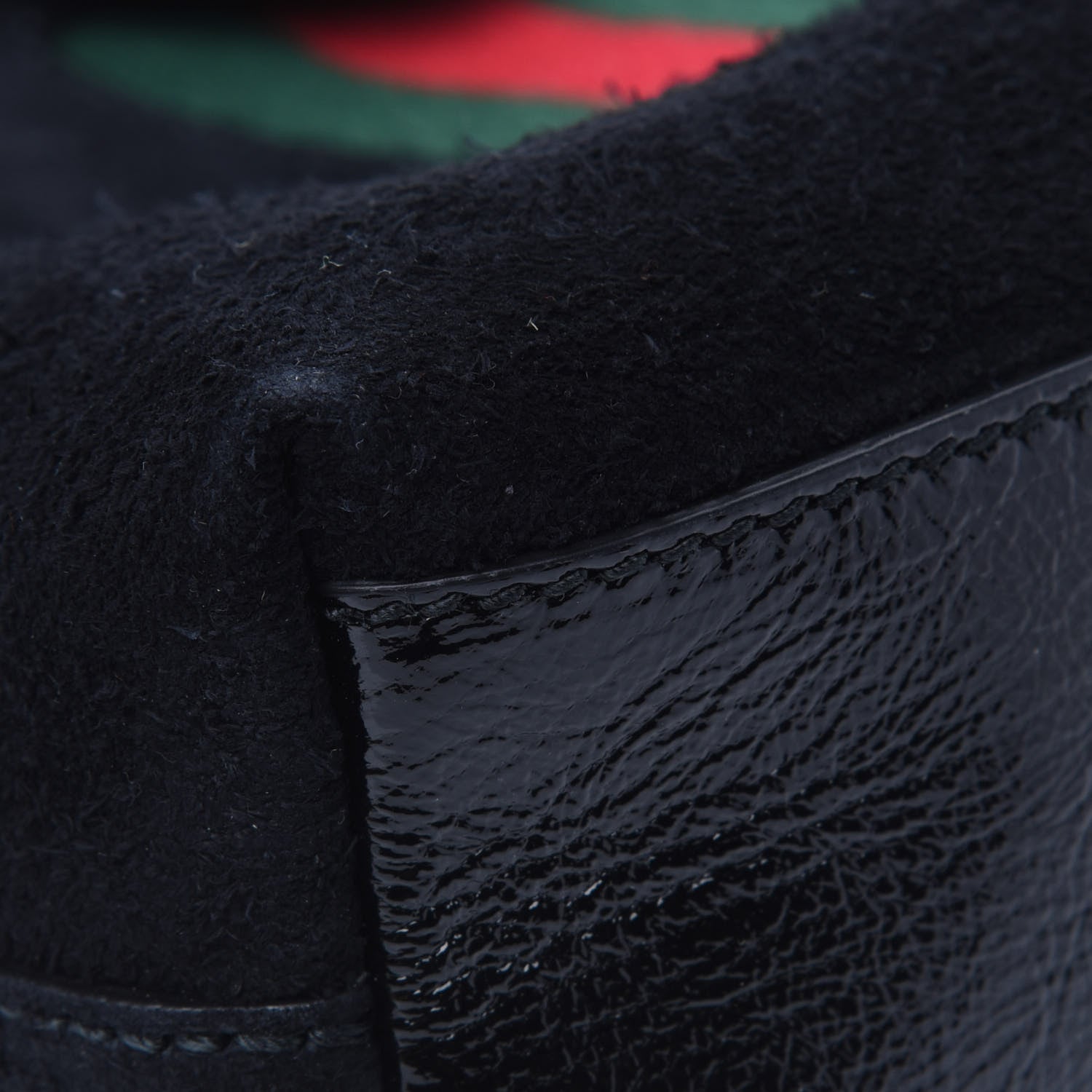 Gucci Suede Patent Web GG Small Ophidia Dome Shoulder Bag Black 10 of 15