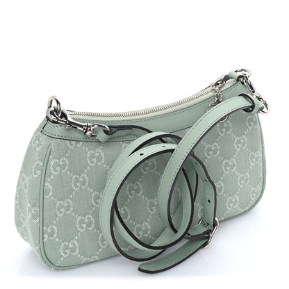 Gucci Denim GG Monogram Calfskin Small Shoulder Bag Pale Green 3 of 9
