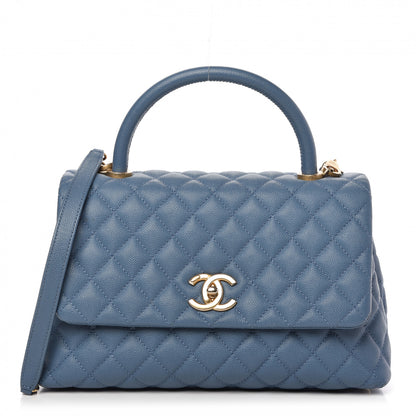 Chanel Caviar Quilted Small Coco Handle Flap Blue 1 of 10