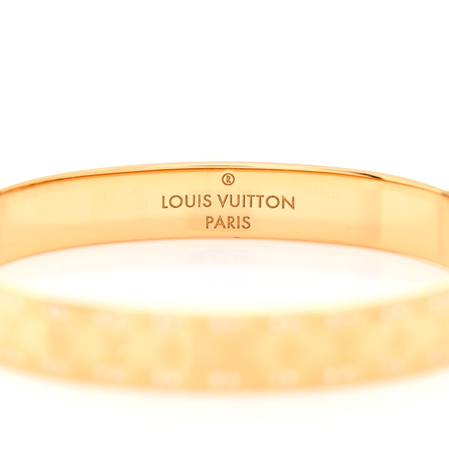Louis Vuitton Brass Crystal Monogram Nanogram Strass Cuff S Gold 4 of 7