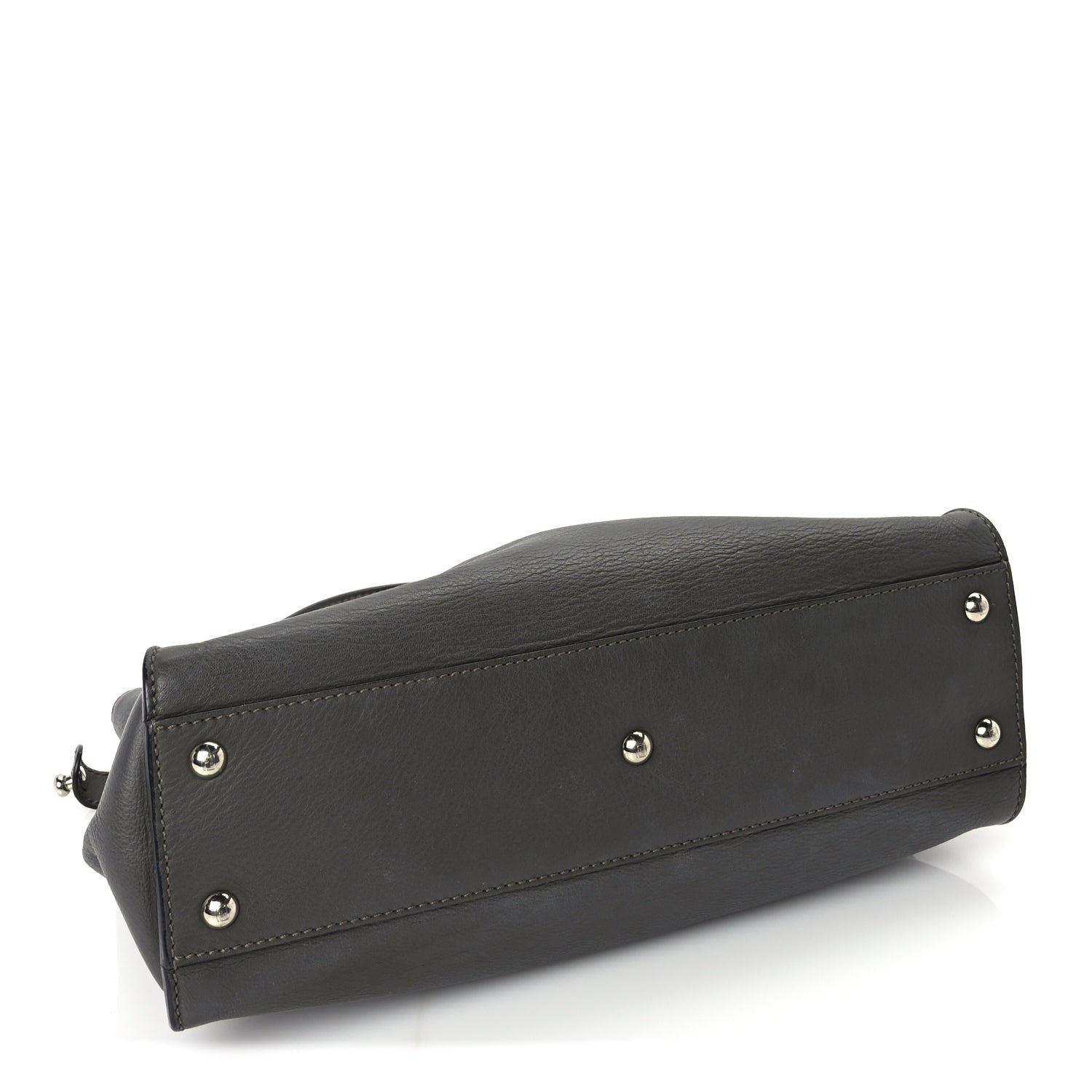 Fendi Vitello Seta Shiny Nappa Medium Peekaboo Iconic Satchel  Carbone Grigio Polvere 3 of 8