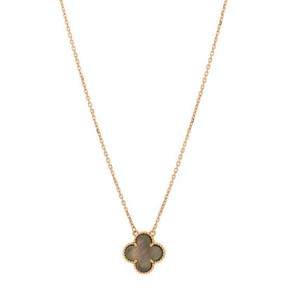 Van Cleef & Arpels 18K Rose Gold Gray Mother of Pearl Vintage Alhambra Pendant Necklace 1 of 6