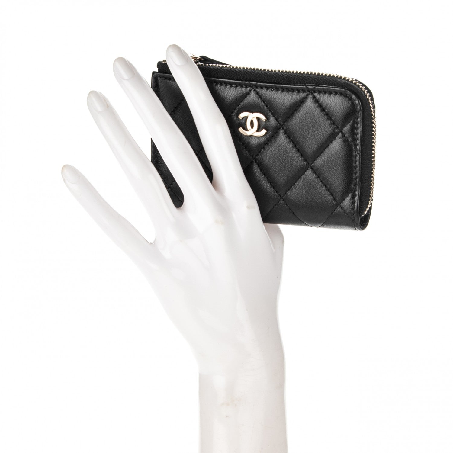 Chanel Lambskin Quilted Key Holder Case Black 2 of 7
