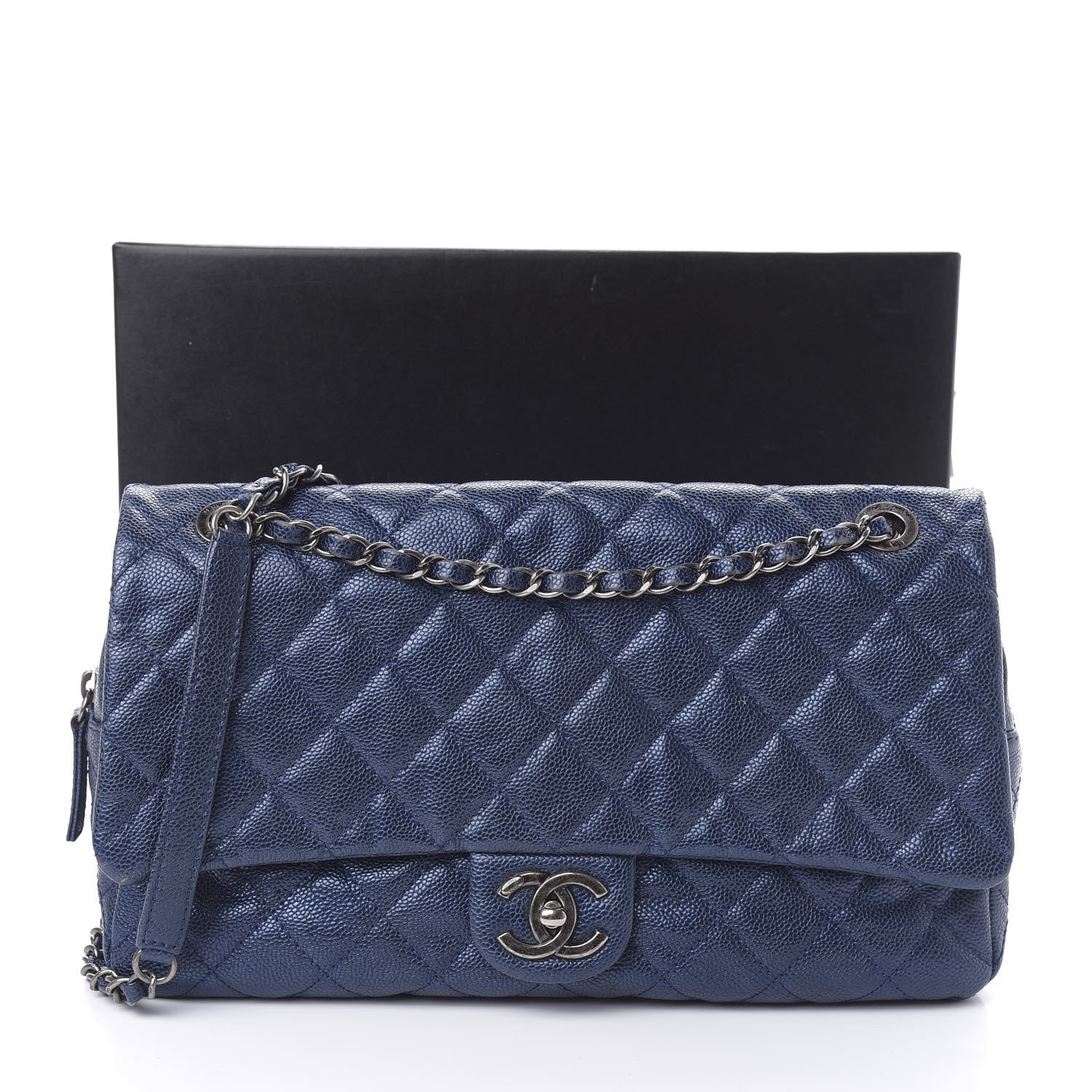 Chanel Iridescent Caviar Quilted Large Chic Flap Blue 11 of 11