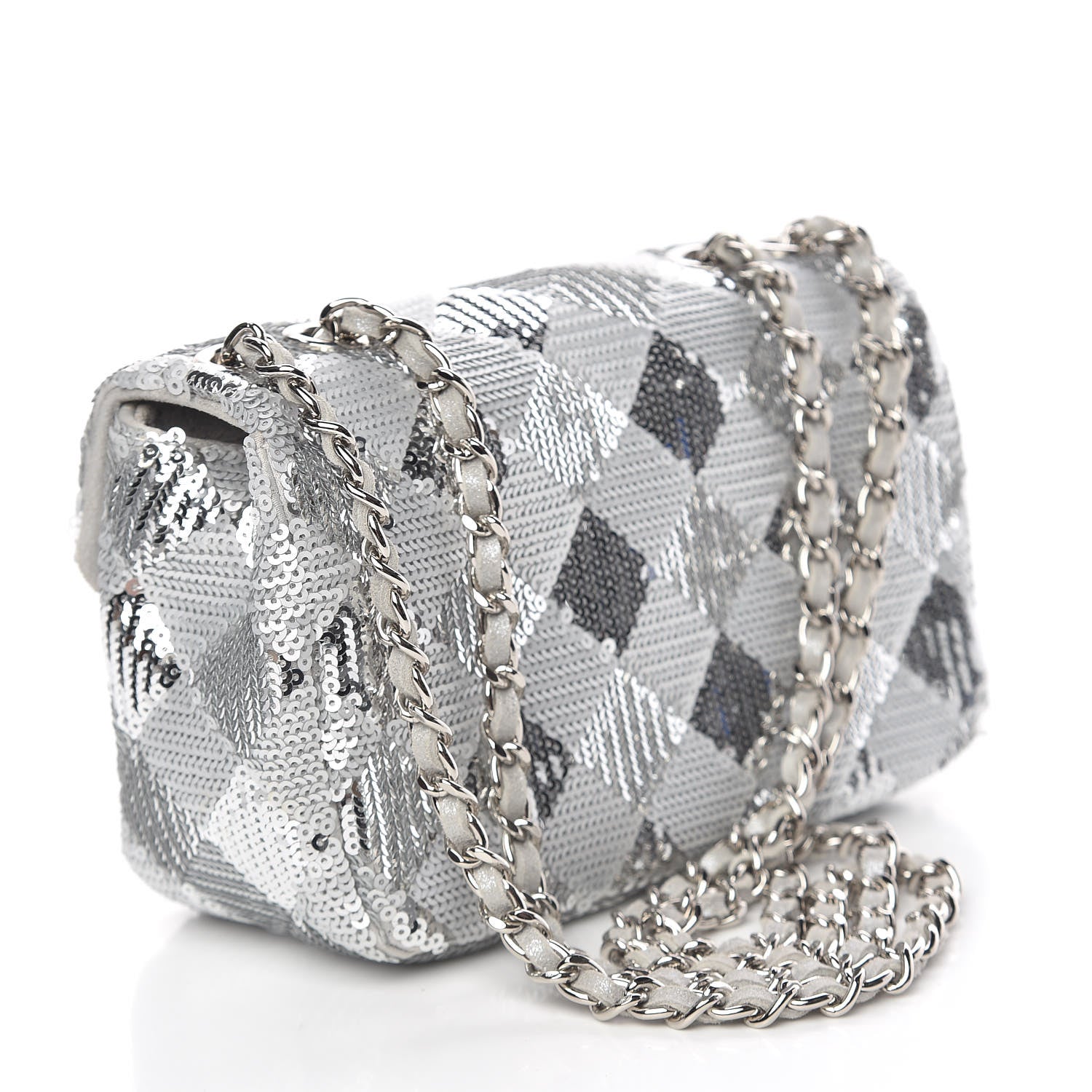 Chanel Sequin Geometric Extra Mini Flap Silver 3 of 12