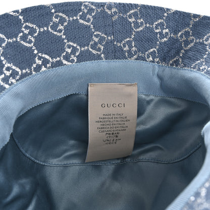 Gucci Canvas Lame GG Monogram Bucket Hat S Light Blue Silver 9 of 9