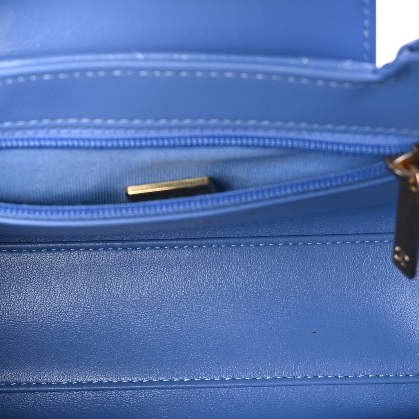 Shiny Aged Calfskin Quilted Nano Kelly Shopper Blue Blue