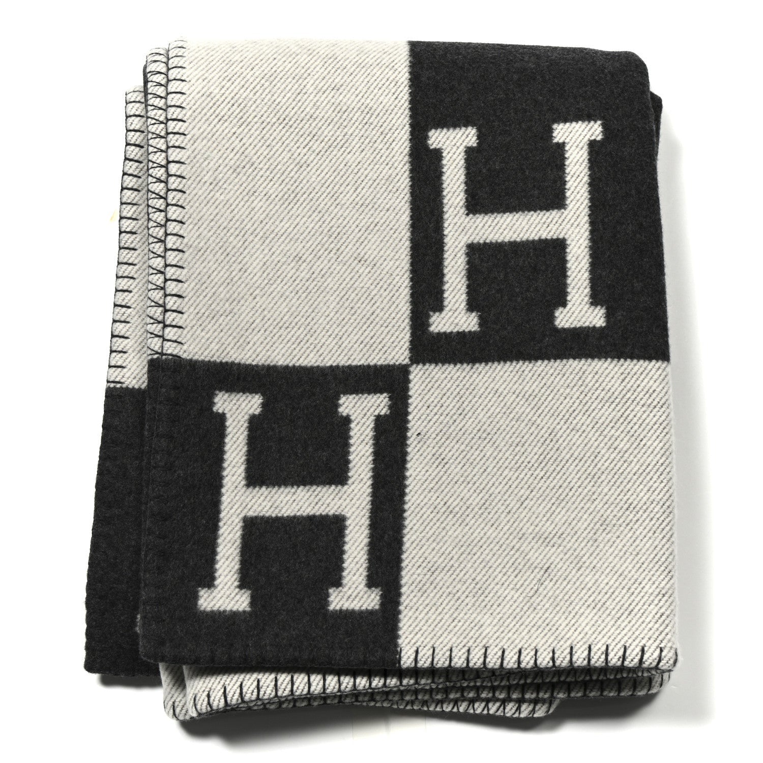 Hermes Wool Cashmere Avalon Blanket Ecru Gris Fonce 1 of 3
