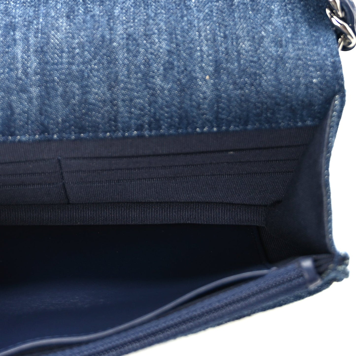 Denim Quilted 19 Wallet On Chain WOC  Blue