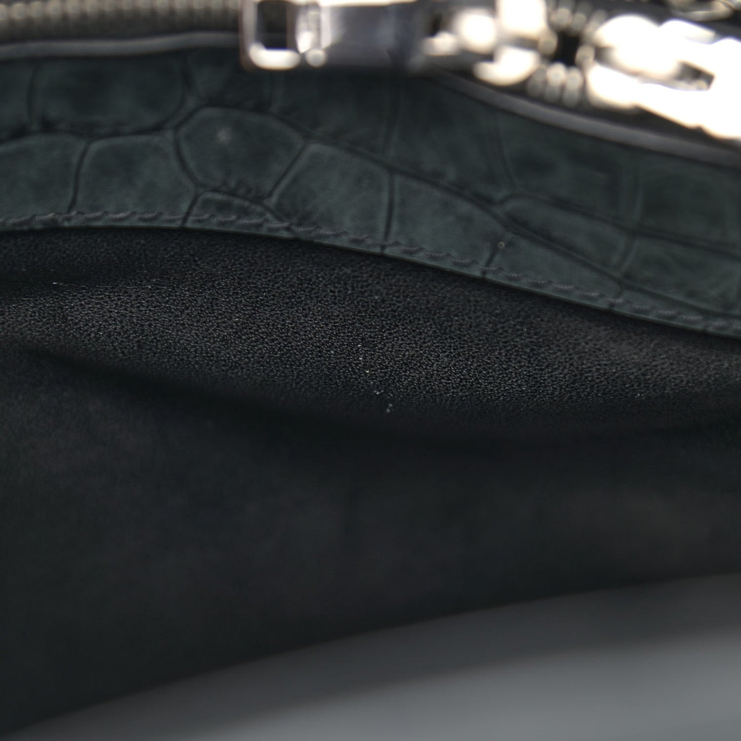 Calfskin Crocodile Embossed Small Sac de Jour Black