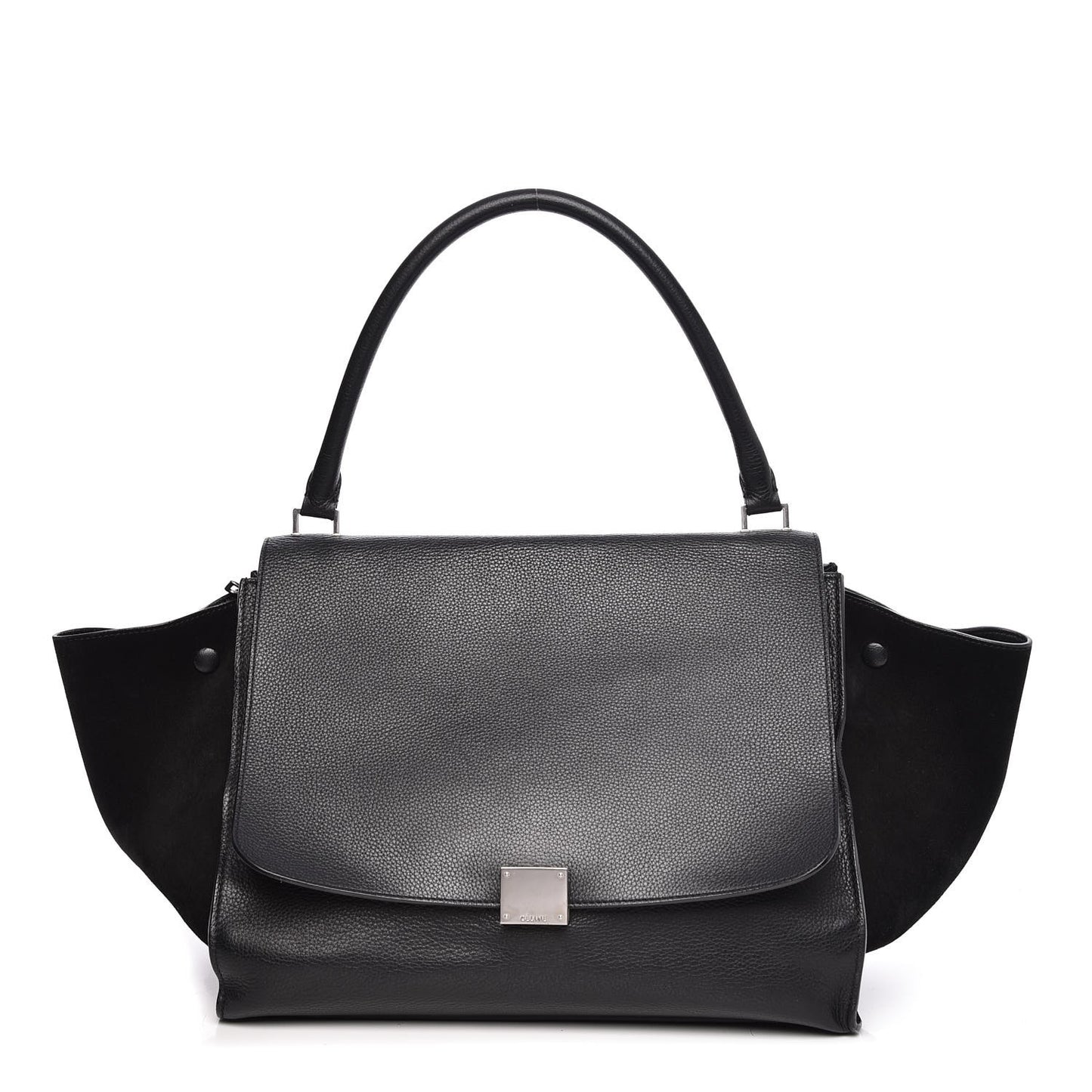 Drummed Calfskin Suede Large Trapeze Black