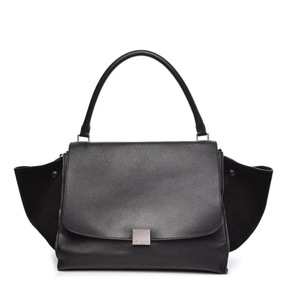 Celine Drummed Calfskin Suede Large Trapeze Black 1 of 14