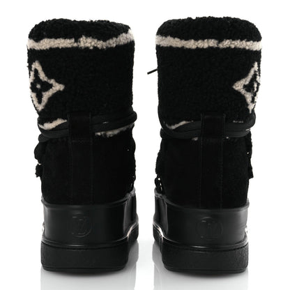Louis Vuitton Suede Shearling Polar Flat Half Boots Black 6 of 7