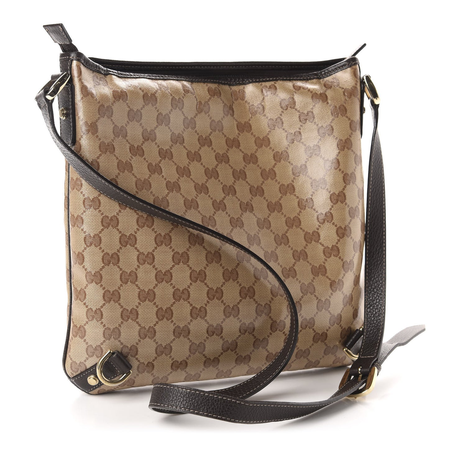 Crystal Monogram Abbey Messenger Bag Beige Dark Brown