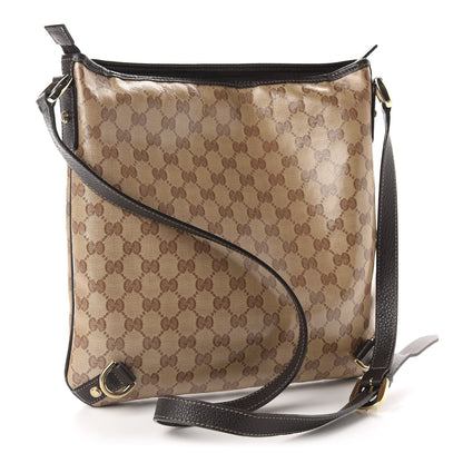 Gucci Crystal Monogram Abbey Messenger Bag Beige Dark Brown 3 of 10