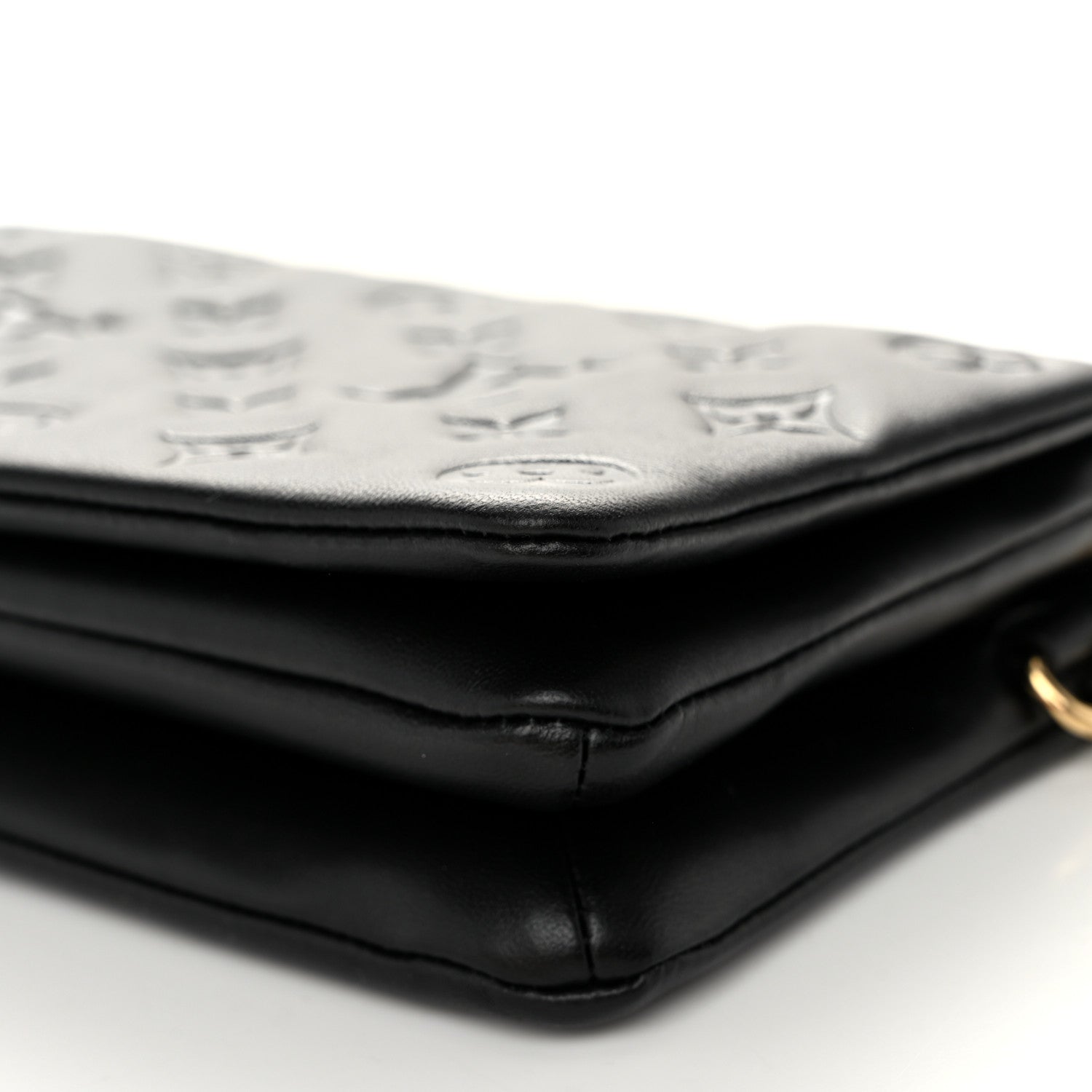 Louis Vuitton Lambskin Embossed Monogram Pochette Coussin Black 9 of 10