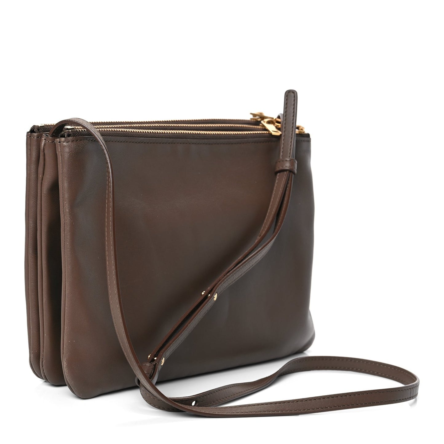 Lambskin Large Trio Crossbody Bag Brown