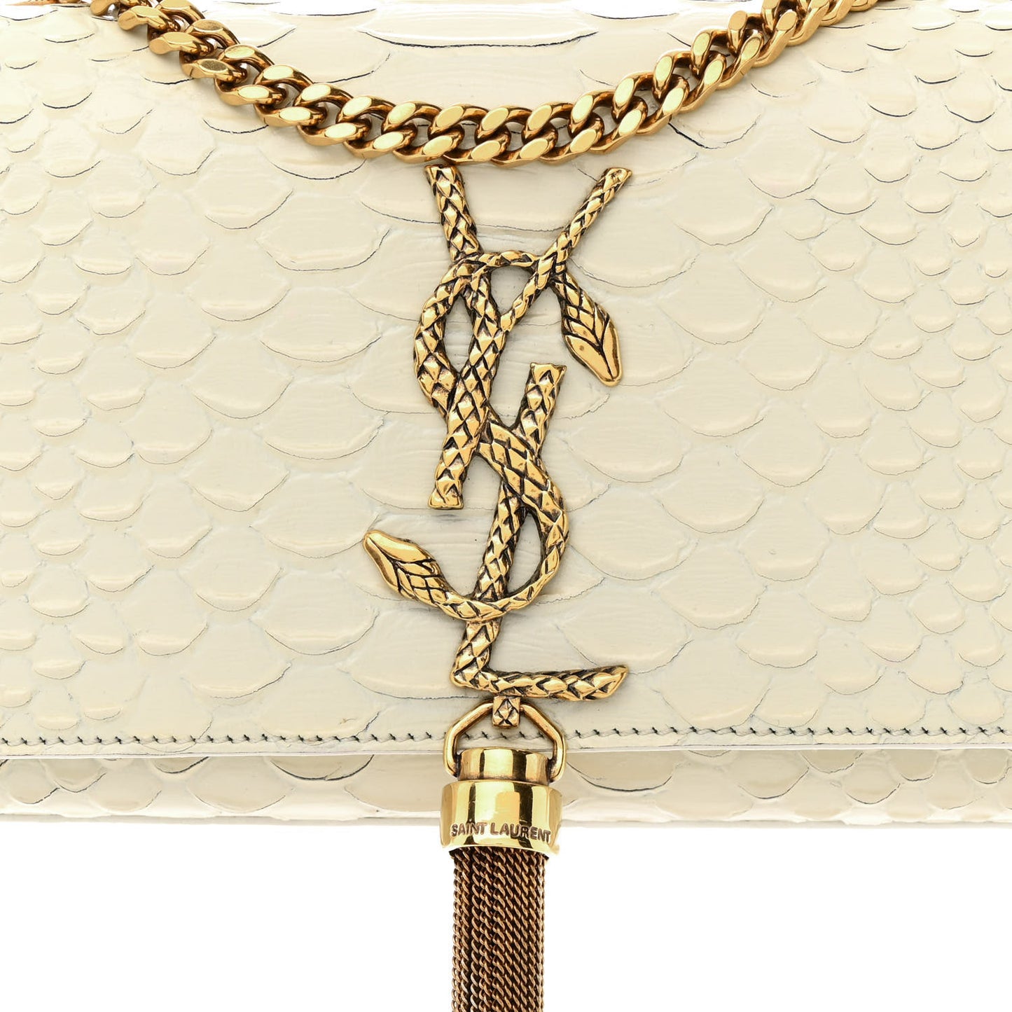 Python Embossed Small Classic Monogram Kate Tassel Satchel
