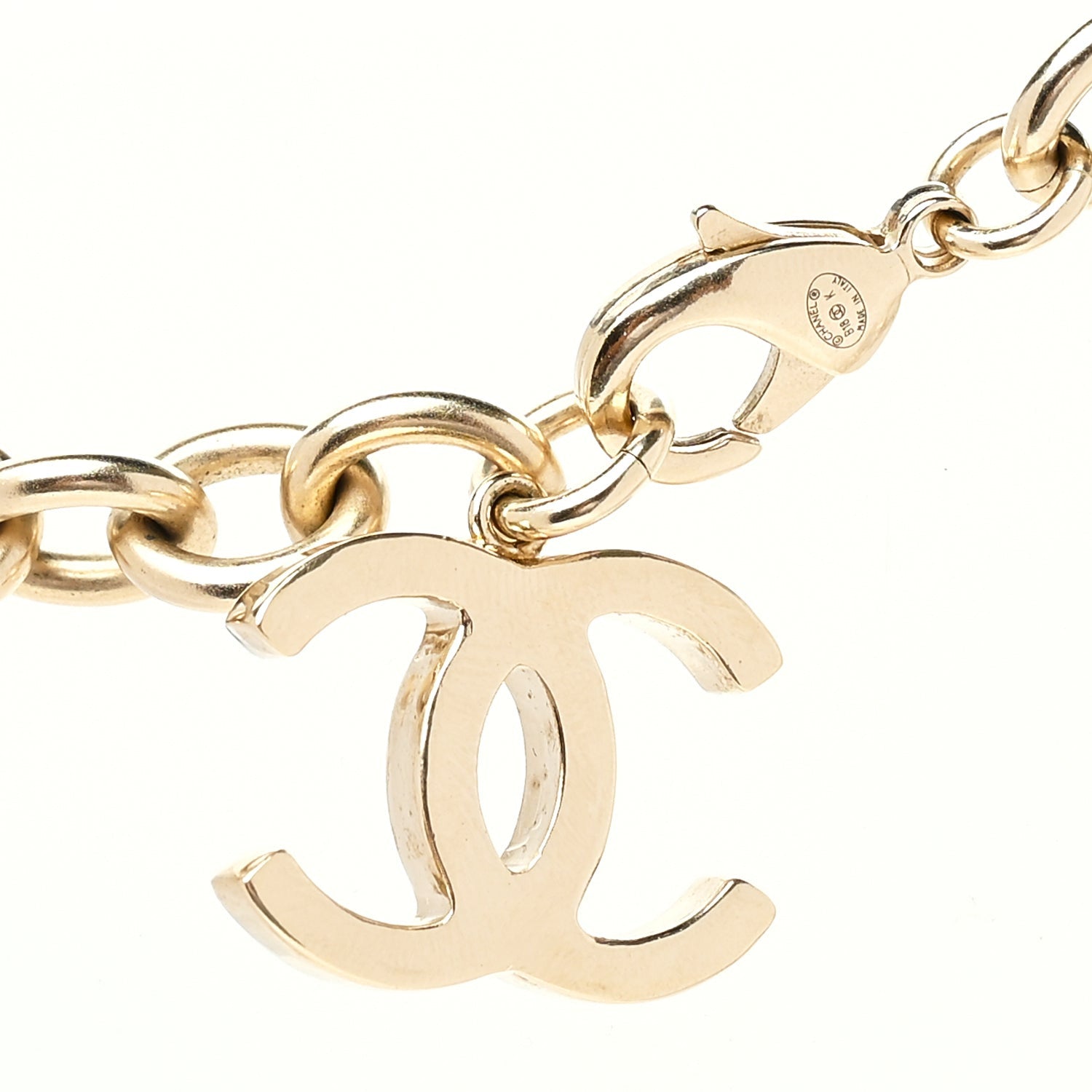 Chanel Resin Chain Logo Acorn Charm Necklace Tortoise  Gold 3 of 4