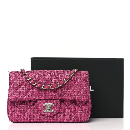 Chanel Metallic Tweed Quilted Mini Rectangular Flap Pink 12 of 12