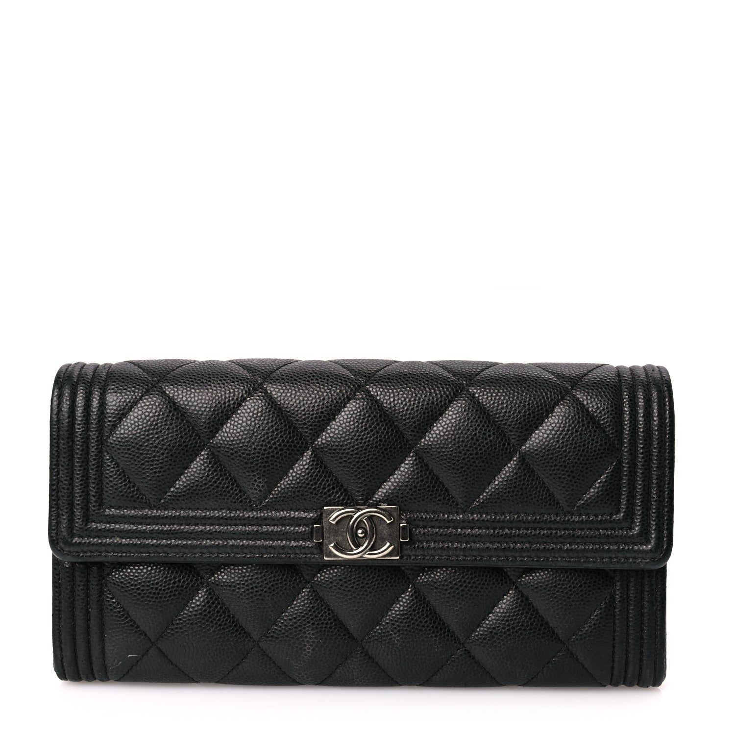 Chanel Caviar Quilted Long Boy Flap Wallet Black 1 of 7