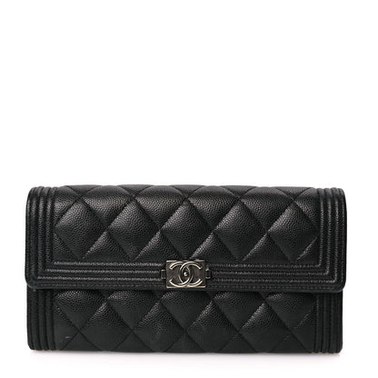 Chanel Caviar Quilted Long Boy Flap Wallet Black 1 of 7