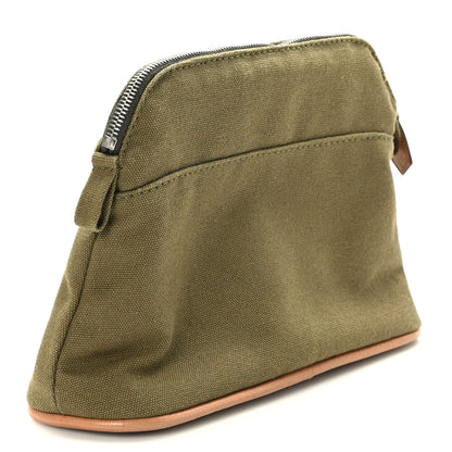 Hermes Cotton Canvas Mini Bolide Travel Cosmetic Pouch Khaki 3 of 8