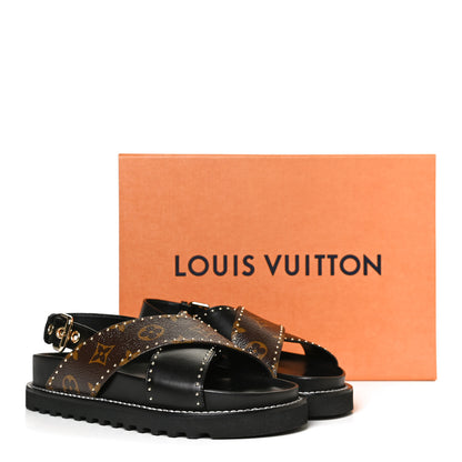 Louis Vuitton Monogram Paseo Flat Comfort Sandals 35 Black 11 of 11