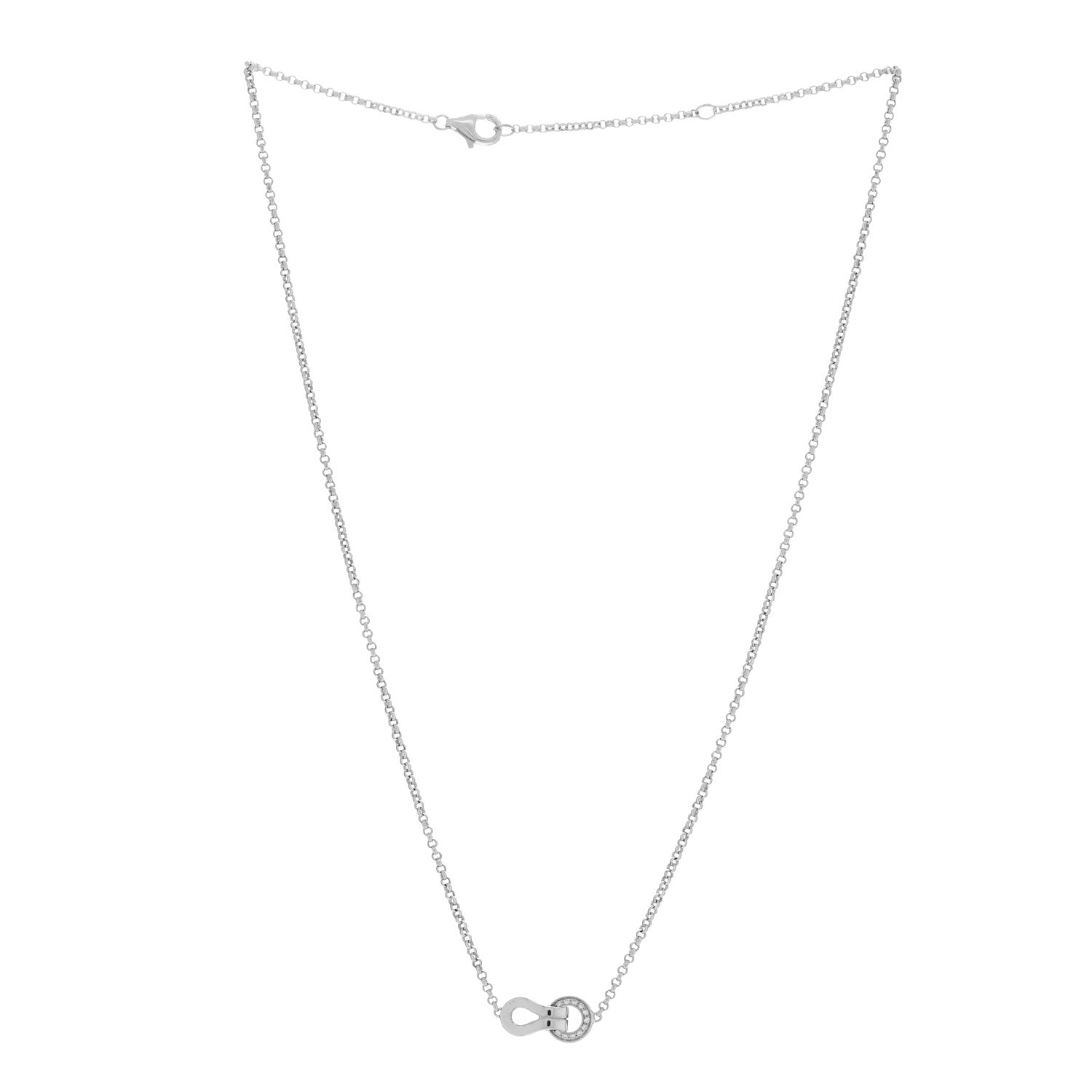 Cartier 18K White Gold Diamond Agrafe Paved Pendant Necklace 2 of 5