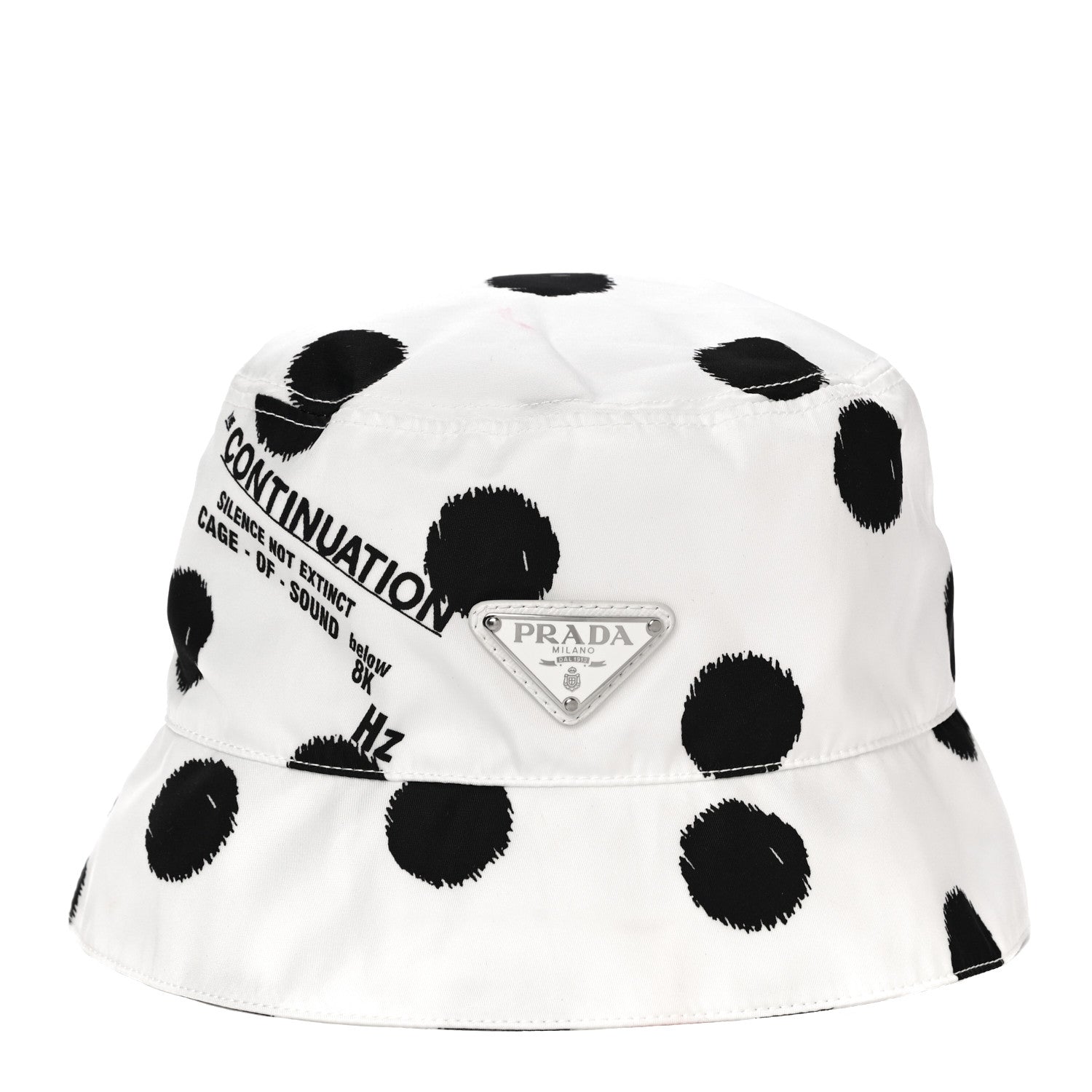 Prada Re-Nylon Triangle Printed Womens Bucket Hat M White Black 2 of 9