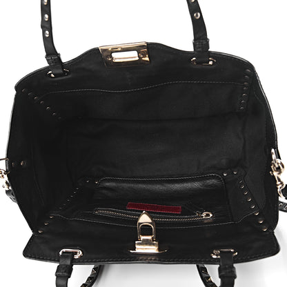 Valentino Garavani Vitello Small Rockstud Tote Black 5 of 9
