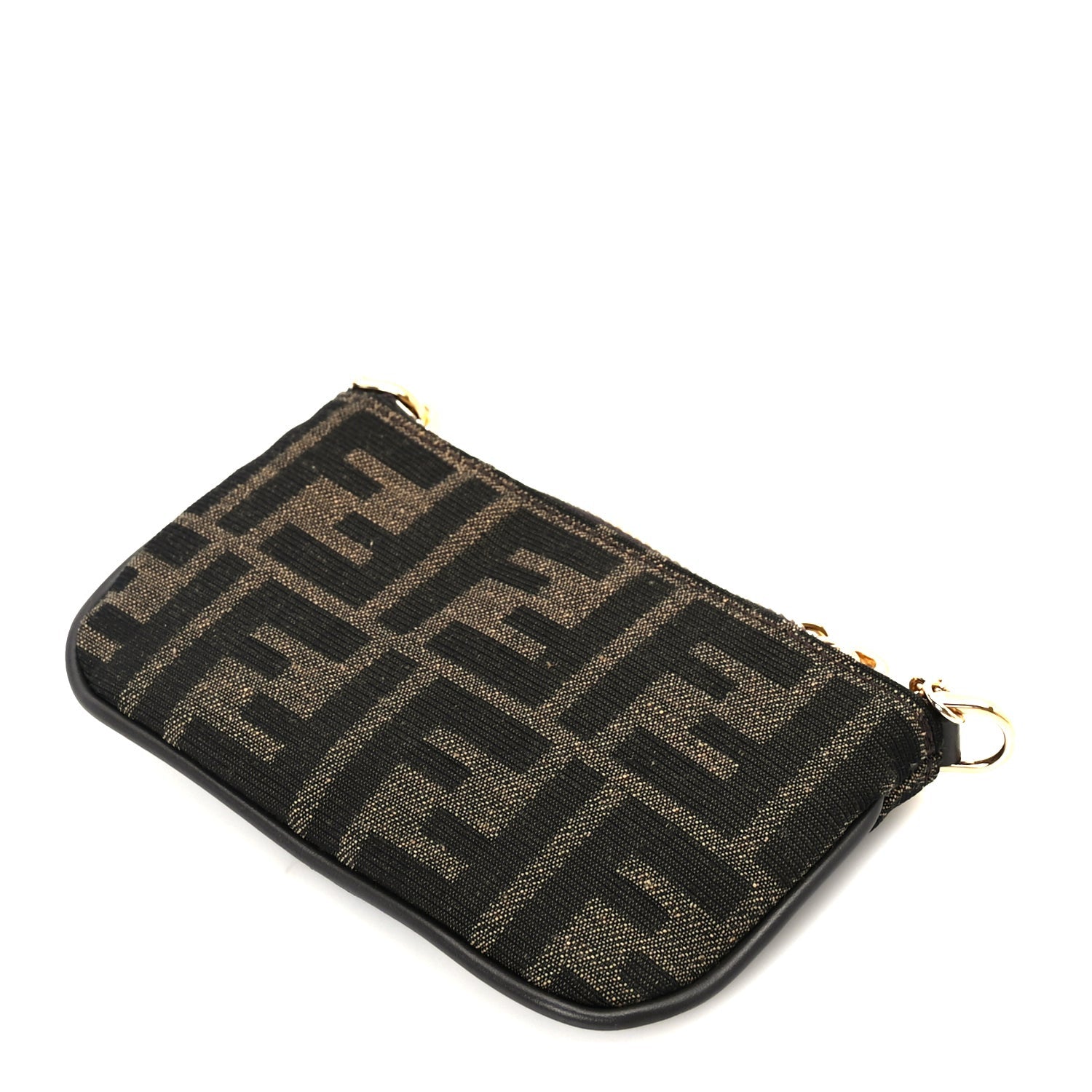 Fendi Fabric Jacquard Mini Flat Pouch  Tobacco Brown Real Ebony 7 of 8