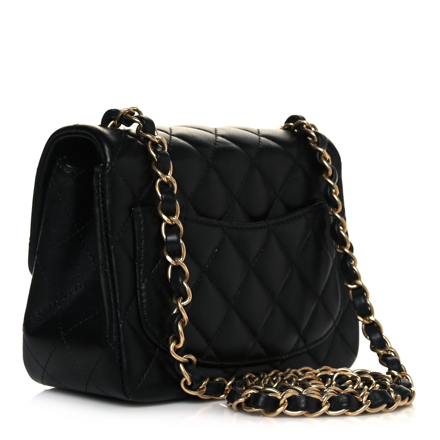 Lambskin Quilted Mini Square Flap Black