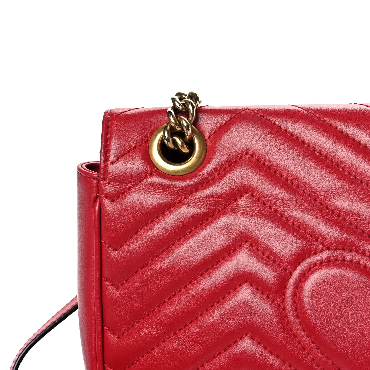 Calfskin Matelasse Small GG Marmont Shoulder Bag Hibiscus Red